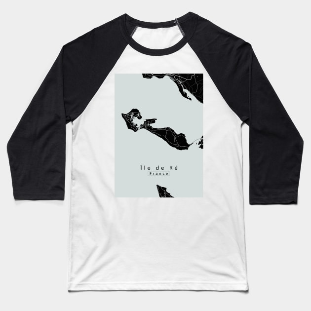 Ile de Re France Island Map dark Baseball T-Shirt by Robin-Niemczyk